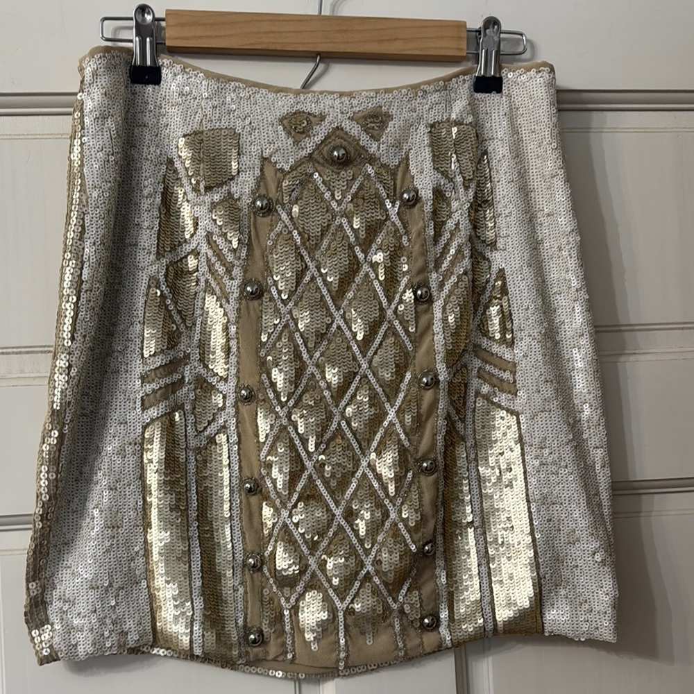 Chelsea & Violet Gold and Silver Sequin Mini Skirt